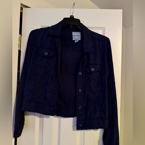 Tommy Bahama Two Palms Linen Raw-Edge Jacket, Island Navy, Size Small